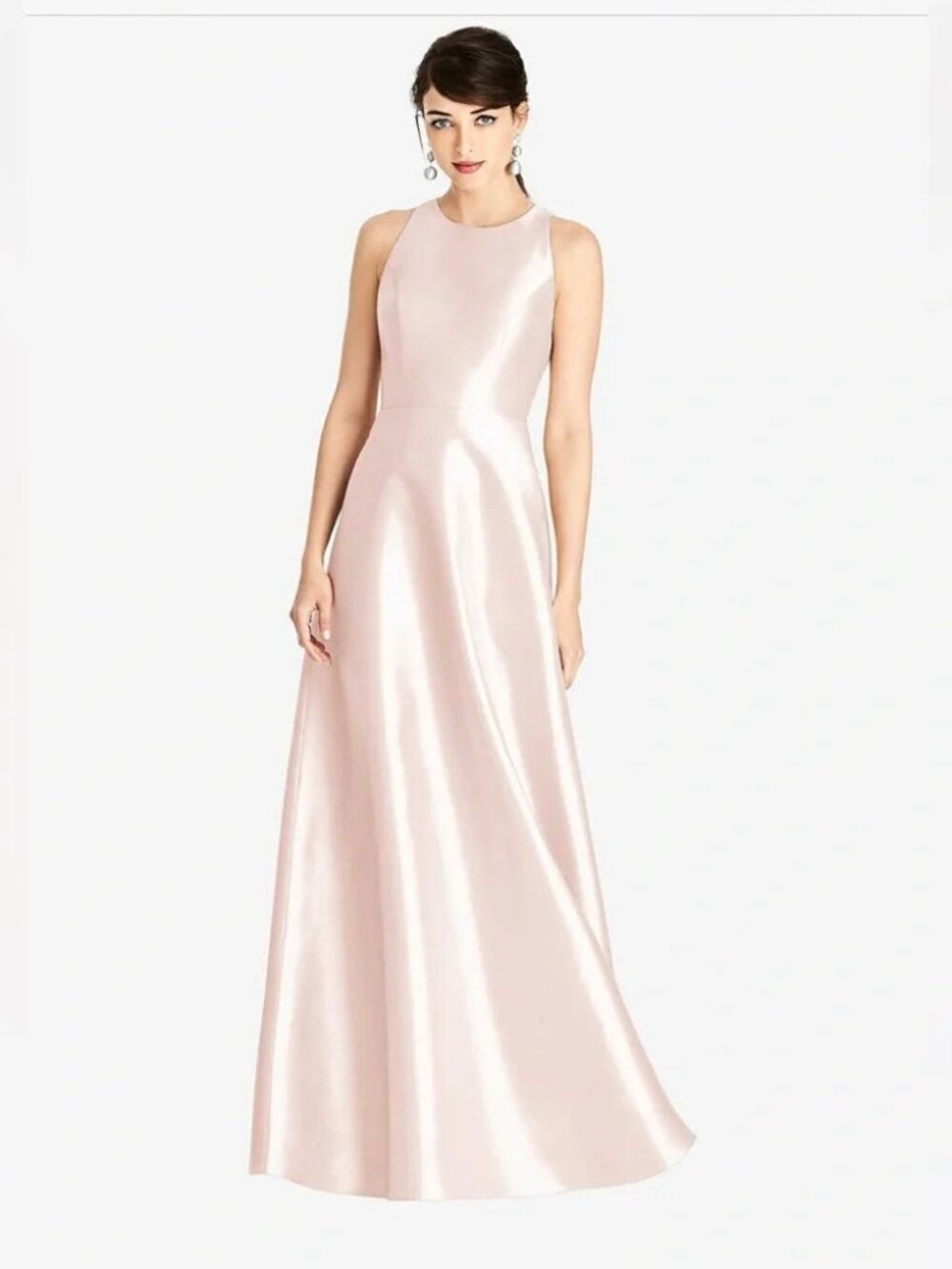 Alfred Sung Satin Gown, D746 Blush Pink